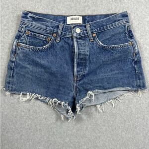 Agolde Parker Cut Off Shorts Womens Size 25 Blue Organic Cotton Denim Button Fly